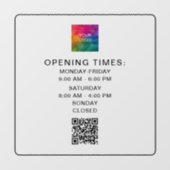 Scannable QR-code Bedrijfsuren Upload logo Slank Raamsticker (Vel)