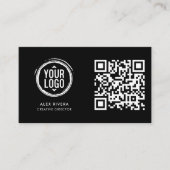 Scannable QR Code Contact Kaart - Zwart & Wit Visitekaartje (Voorkant)