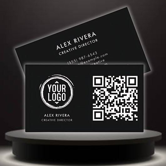 Scannable QR Code Contact Kaart - Zwart & Wit Visitekaartje