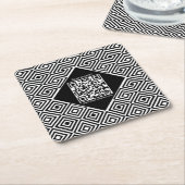 Scannable QR-code, CTA en www Black & White Event Kartonnen Onderzetters (Schuin)