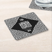 Scannable QR-code, CTA, www, Social Black & White Kartonnen Onderzetters (Schuin)