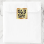 Scannable QR Code Elegant Gold Custom Sjabloon Vierkante Sticker (Tas)