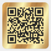 Scannable QR Code Elegant Gold Custom Sjabloon Vierkante Sticker (Voorkant)