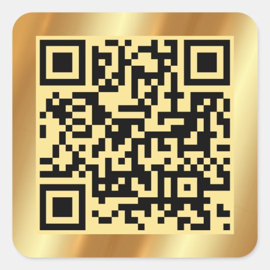 Scannable QR Code Elegant Gold Custom Sjabloon Vierkante Sticker (Voorkant)