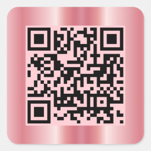 Scannable QR Code Elegant Roos Gold Custom Vierkante Sticker