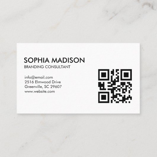 Scannable QR Code Logo Minimalist Business Card Visitekaartje (Achterkant)