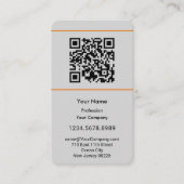 Scannable QR-code Logo Zwart Sinaasappel Grijs Por Visitekaartje (Voorkant)