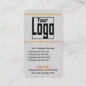 Scannable QR-code Logo Zwart Sinaasappel Grijs Por Visitekaartje (Achterkant)