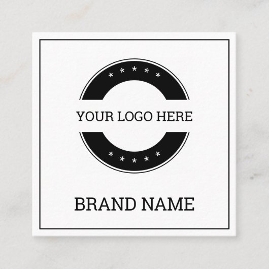 Scannable QR Code Modern Digitaal Zwart-wit Vierkante Visitekaartje (Voorkant)