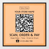 Scannable QR-code voor winkelbord | Scan, bestel e Raamsticker (Vel)