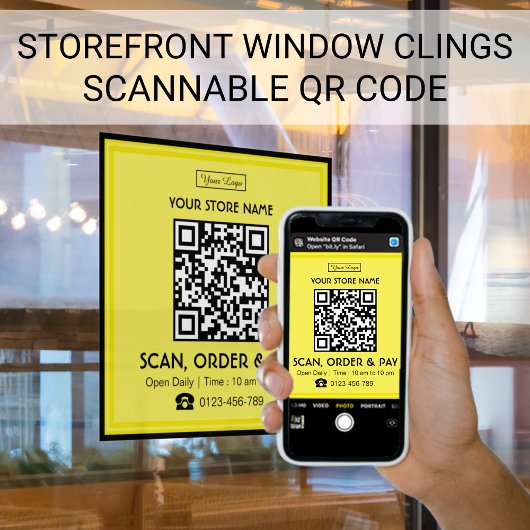 Scannable QR-code voor winkelbord | Scan, bestel e Raamsticker