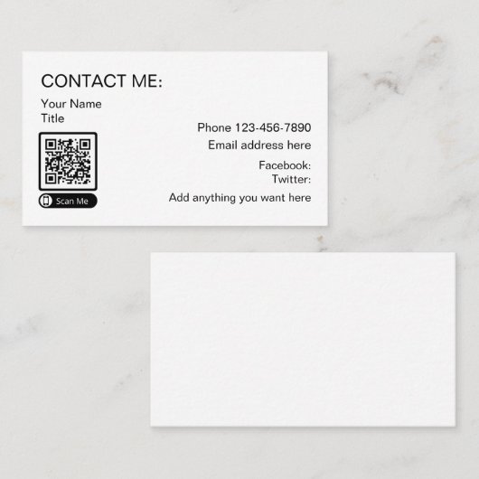 Scannable QR Code Zakelijke Contact Kaarten Contactkaartje (Voorkant / Achterkant)