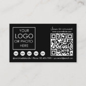 Scannable Social Media QR Code Black Business Logo Visitekaartje (Voorkant)