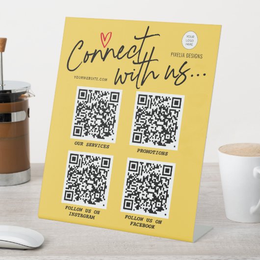 Scannable social media QR code Moderne trendy Reclamebord Met Voetstuk (Insitu)