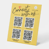 Scannable social media QR code Moderne trendy Reclamebord Met Voetstuk (Voorkant)