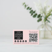 Scannable Social Media QR Code Pink Business Logo Visitekaartje (Staand voorkant)