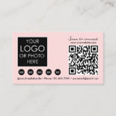 Scannable Social Media QR Code Pink Business Logo Visitekaartje (Voorkant)