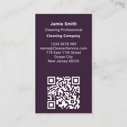 Scannbaar Paarse en witte reiniger Visitekaartje (Voorkant)