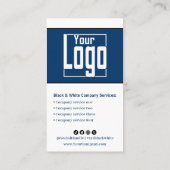 Scannbaar zwart, blauw en wit portret visitekaartje (Achterkant)