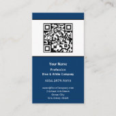 Scannbaar zwart, blauw en wit portret visitekaartje (Voorkant)