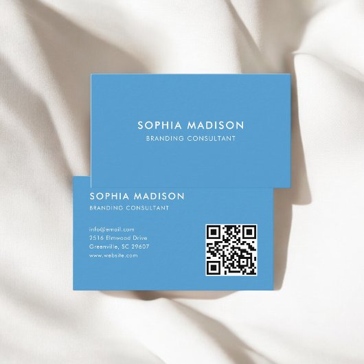 Scannbare QR-code minimalistisch blauw Visitekaartje