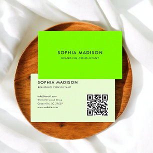 Scannbare QR-code minimalistisch groen Visitekaartje