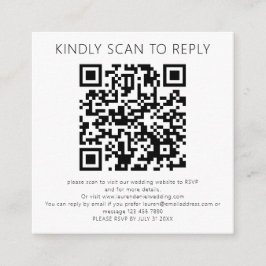 Scannen naar antwoord QR Code Black White Wedding Informatiekaartje