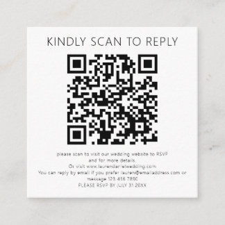Scannen naar antwoord QR Code Black White Wedding  Informatiekaartje