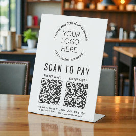 Scannen naar betalen 2 QR-codes Business Logo Reclamebord Met Voetstuk
