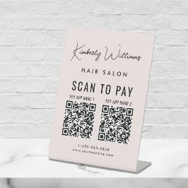 Scannen naar betalen 2 QR-codes Business Script Pi Reclamebord Met Voetstuk