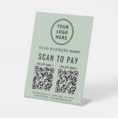 Scannen naar betalen 2 QR-codes Zakelijke Logo Sag Reclamebord Met Voetstuk (Voorkant)
