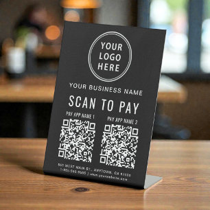 Scannen naar betalen 2 QR-codes zwart Reclamebord Met Voetstuk