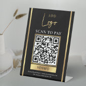 Scannen naar betalen Black & Gold Business Logo QR Reclamebord Met Voetstuk