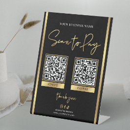 Scannen naar betalen Black & Gold Logo Betaling QR Reclamebord Met Voetstuk