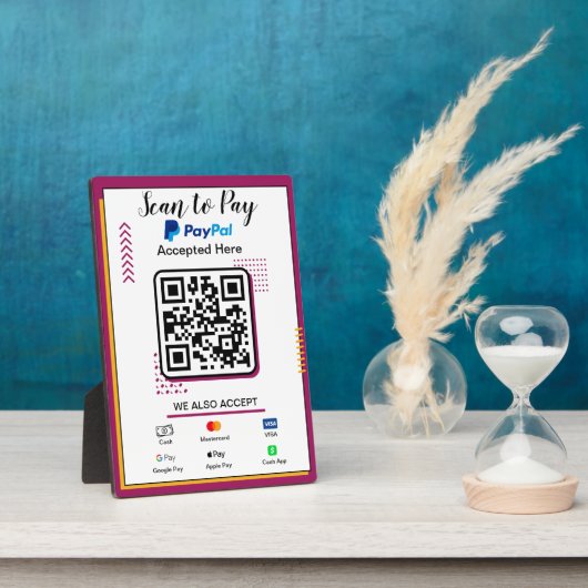 Scannen naar Betalen Business Sign | PayPal QR-cod Fotoplaat (Zijkant)