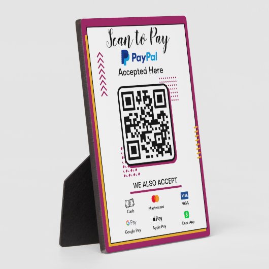 Scannen naar Betalen Business Sign | PayPal QR-cod Fotoplaat (Zijkant)