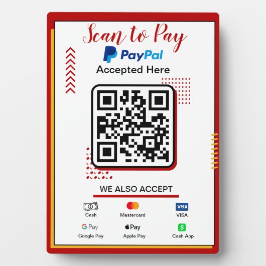 Scannen naar Betalen Business Sign | PayPal QR-cod Fotoplaat (voorkant)