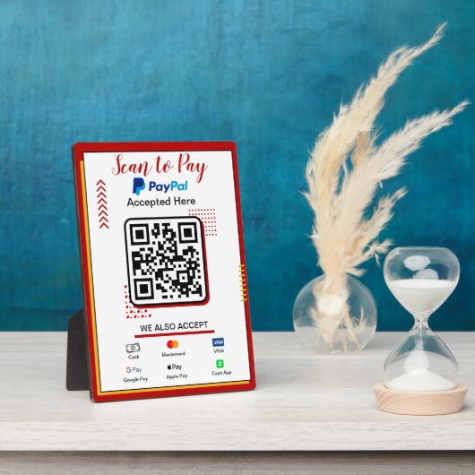 Scannen naar Betalen Business Sign | PayPal QR-cod Fotoplaat (Zijkant)