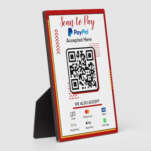 Scannen naar Betalen Business Sign | PayPal QR-cod Fotoplaat (Zijkant)