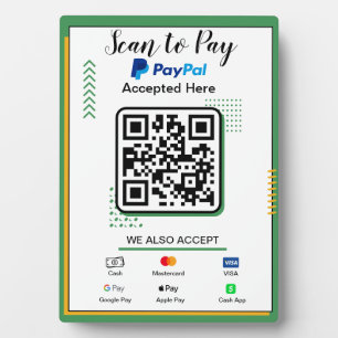 Scannen naar Betalen Business Sign   PayPal QR-cod Fotoplaat