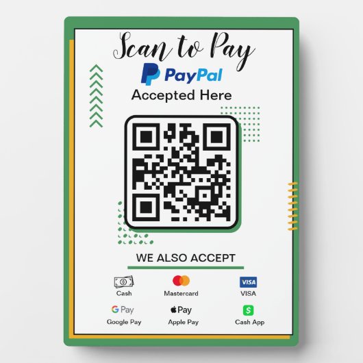 Scannen naar Betalen Business Sign | PayPal QR-cod Fotoplaat (voorkant)