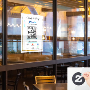 Scannen naar Betalen Business Sign   PayPal QR-cod Raamsticker