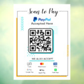 Scannen naar Betalen Business Sign | PayPal QR-cod Raamsticker (Vel 3)
