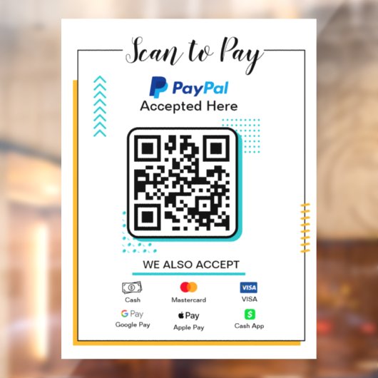 Scannen naar Betalen Business Sign | PayPal QR-cod Raamsticker (Vel 2)