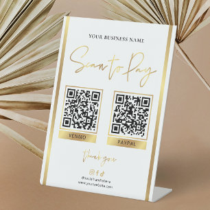 Scannen naar Betalen Gold Logo Zakelijke Betaling  Reclamebord Met Voetstuk