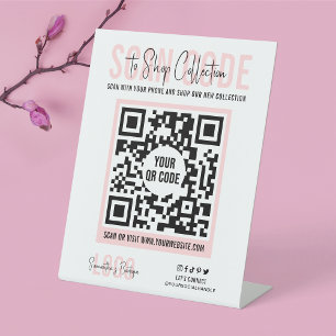 Scannen naar betalen of winkelen Feminine Pink Mod Reclamebord Met Voetstuk