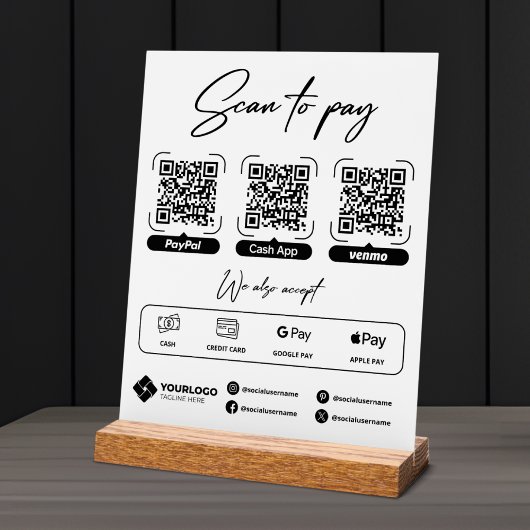 Scannen naar betalen Onderteken QR-code Betaling Acryl Bord