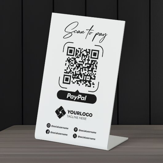 Scannen naar betalen Onderteken QR-code PayPal Bet Reclamebord Met Voetstuk