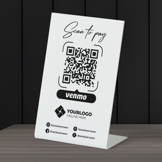 Scannen naar betalen Onderteken QR Code Venmo Beta Reclamebord Met Voetstuk