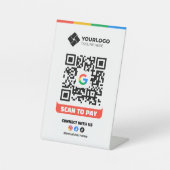 Scannen naar betalen QR Code Betaling Google Pay L Reclamebord Met Voetstuk (Voorkant)